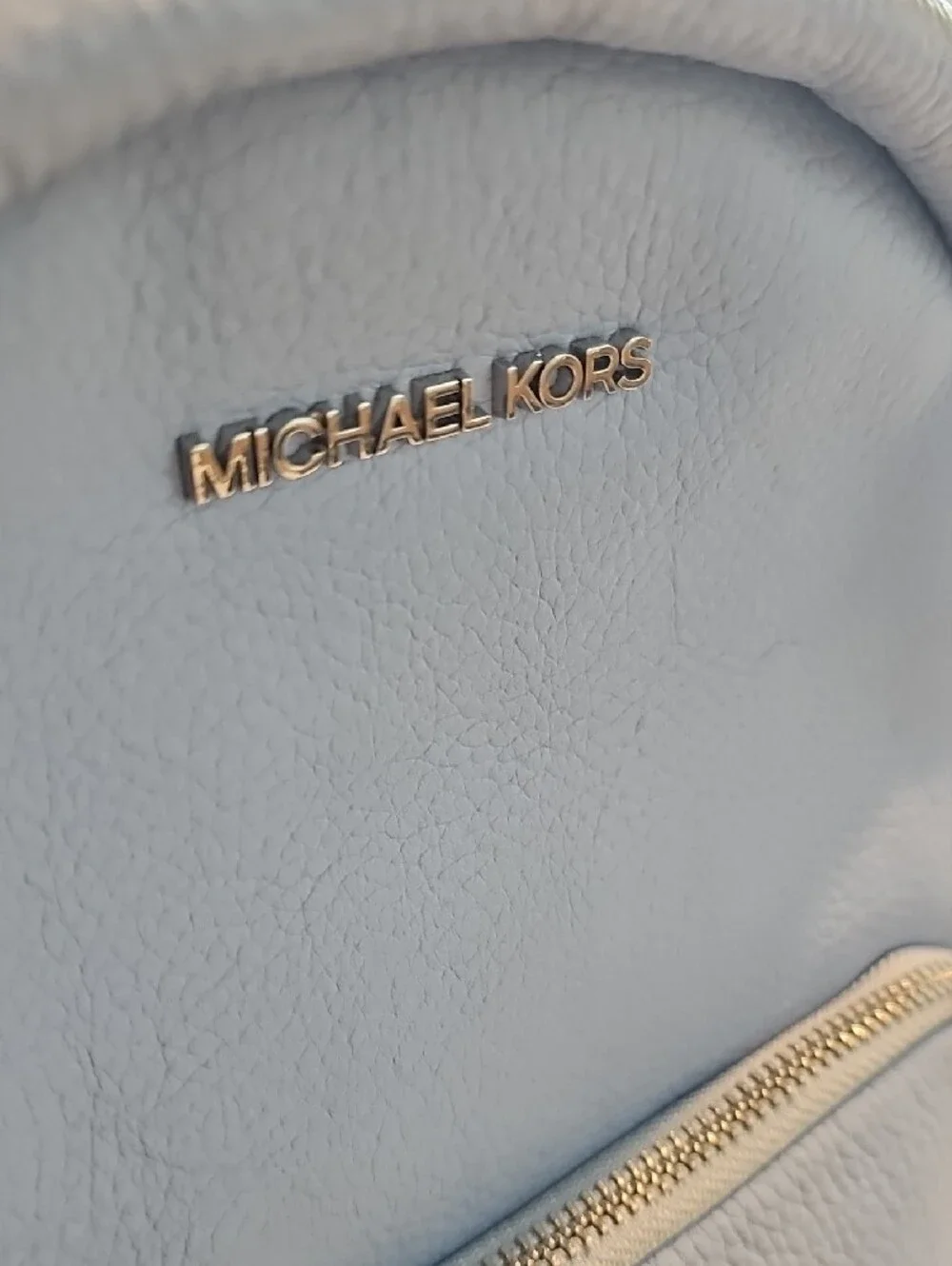 Michael Kors Powder Blue Pebbled Leather Mini Backpack